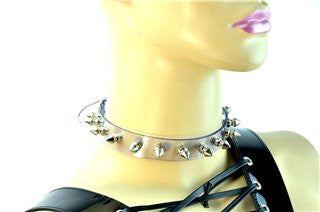  classic spike clear vinyl punk cyber collar