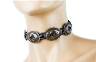 SHE SELLS SANCTUARY CONCHO CHOKER (BRASS HARDWARE)