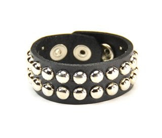 round stud leather punk goth bracelet